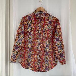 Kikomo floral button-up shirt, relaxed fit, multicolor fall palette